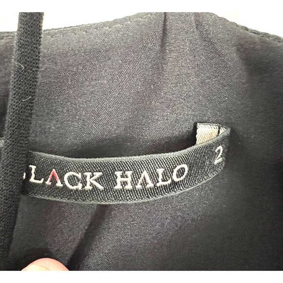 Black Halo Size 2 Behati Black Cocktail Dress Mini Strappy Bodycon Back Zip - Picture 9 of 10